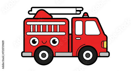 Wallpaper Mural Cute Cartoon Fire Truck Illustration A Whimsical Vehicle Ready for Adventure Torontodigital.ca