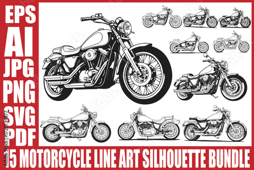 Motorcycle Line Art Clipart
