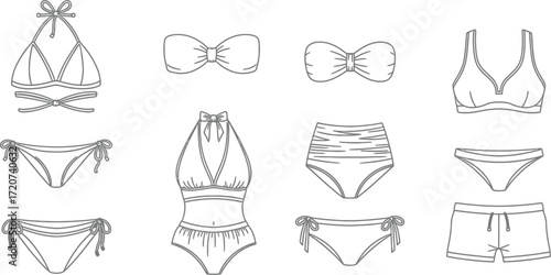 Collection of women's swimwear and bikinis for summer vacation