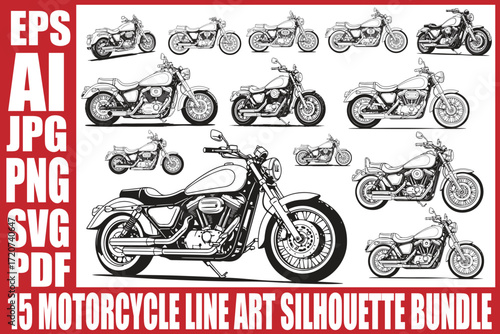 Motorcycle Line Art Clipart