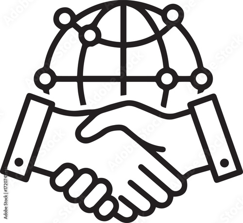 Global partnerships uniting businesses, handshake symbolizes international collaboration, promoting trust and successful ventures across borders and cultures