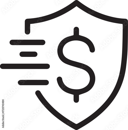 Secure your finances with confidence using our premium dollar shield icon, representing safety and protection for your financial future in business