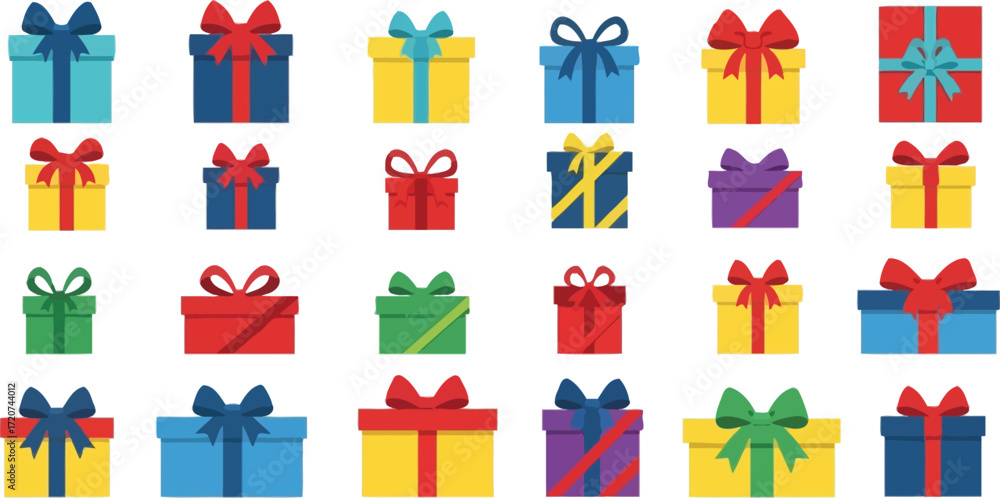 Fototapeta premium Colorful gift boxes vector illustration for any holiday editable vector