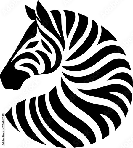 Wallpaper Mural  zebra, silhouette, vector illustration, black and white,, clipart, logo. Torontodigital.ca
