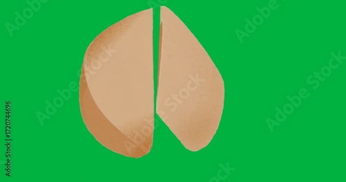 Stylized fortune cookie splitting open, showing texture and folds for business on transparent layer
