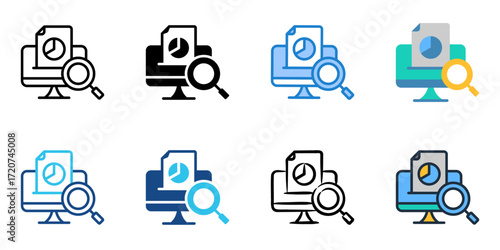 Data analysis icon set multiple style collection 
