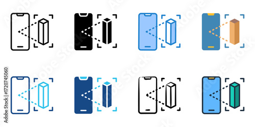 Augmented reality icon set multiple style collection 
