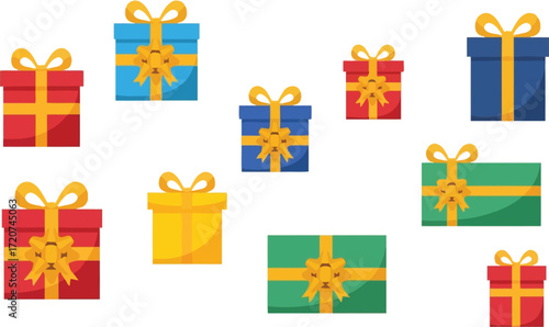 Colorful christmas presents and gift boxes vector graphic editable vector