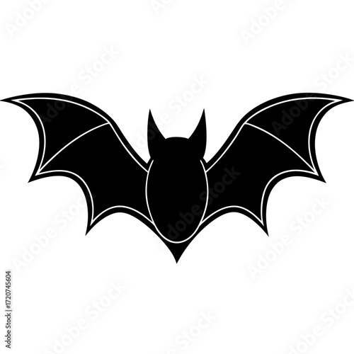 Silhouette of a Flying Bat Spooky Halloween Vector Illustration