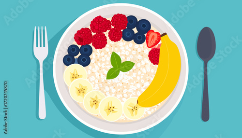 Colorful Oatmeal Bowl with Berries and Banana A Nutritious Start to the Day