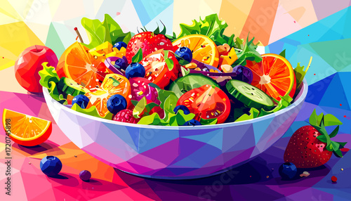 Vibrant Fruit Salad in a Colorful Bowl A Delicious and Healthy Treat