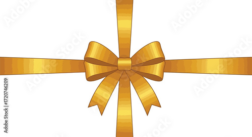 Golden ribbon bow vector graphic for gift wrapping design editable vector