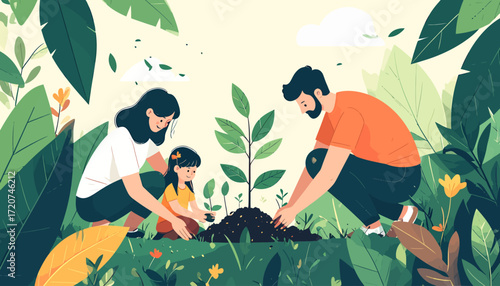Family Planting a Tree Together Nurturing Growth and Building Bonds in Nature
