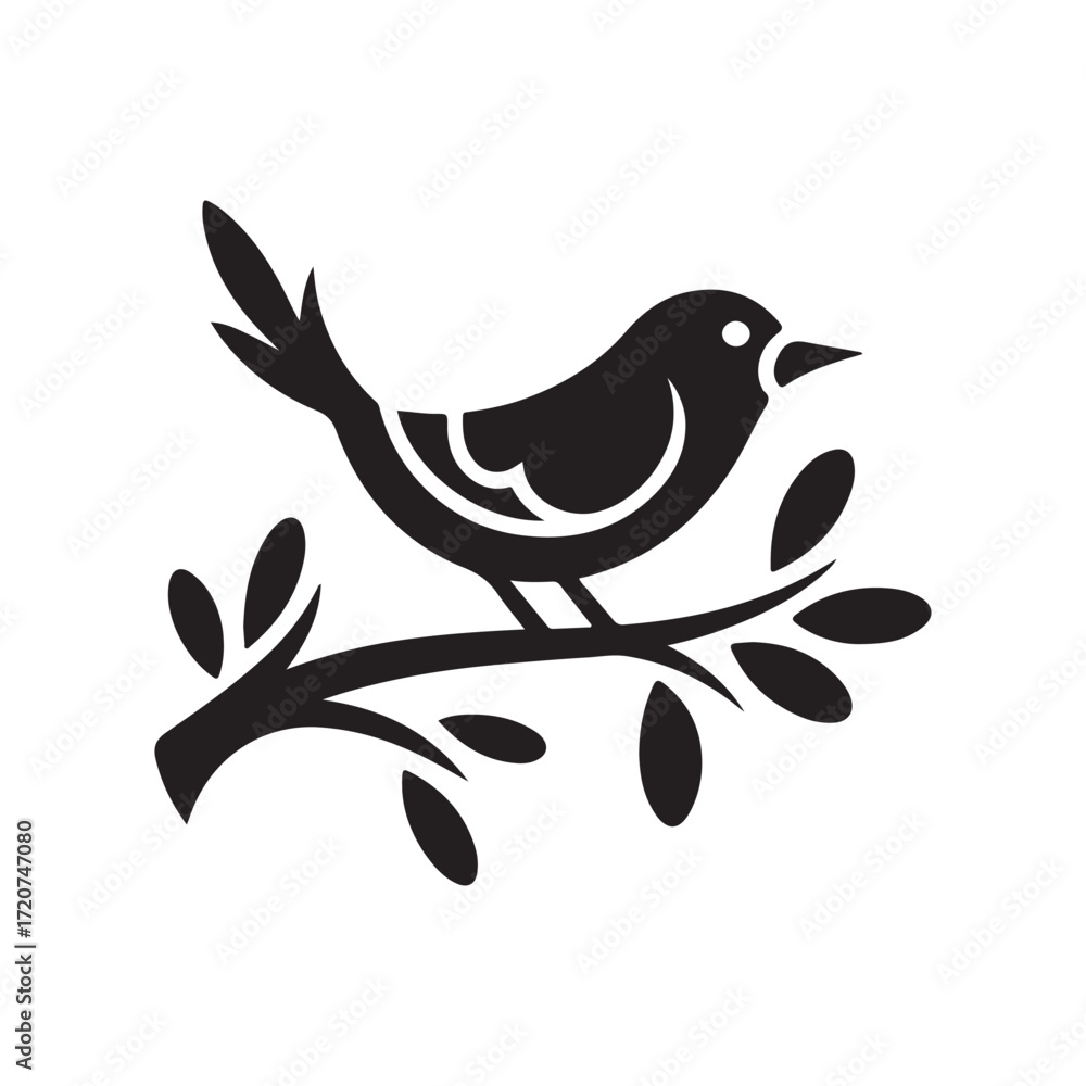 Fototapeta premium Black and White Songbird Illustration