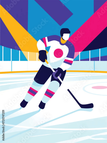 Player Ice Hockey Illustrator Artwork Design Template Poster