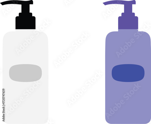 White bottle with pump dispenser for lotion or sanitizer editable vector