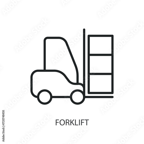 Forklift thin line vector icons.