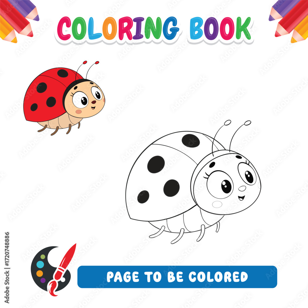 Obraz premium Coloring book for kids ladybug vector