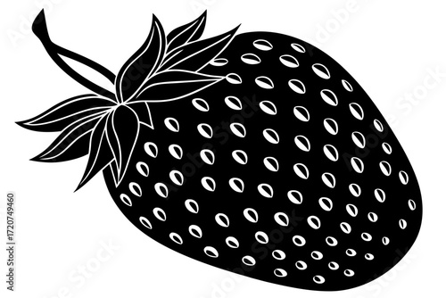 Vector art of strawberry vector illustration in black and white