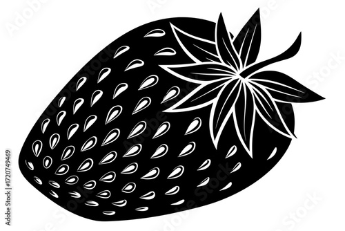 Vector art of strawberry vector illustration in black and white