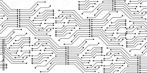 Electronics board. Circuit board electronic hi tech pattern. Vector abstract computer chip. Black monochrome background. Seamless circuit board. Vector art