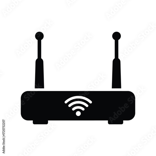 Wireless router icon with antennas and wi fi signal technology connectivity vector