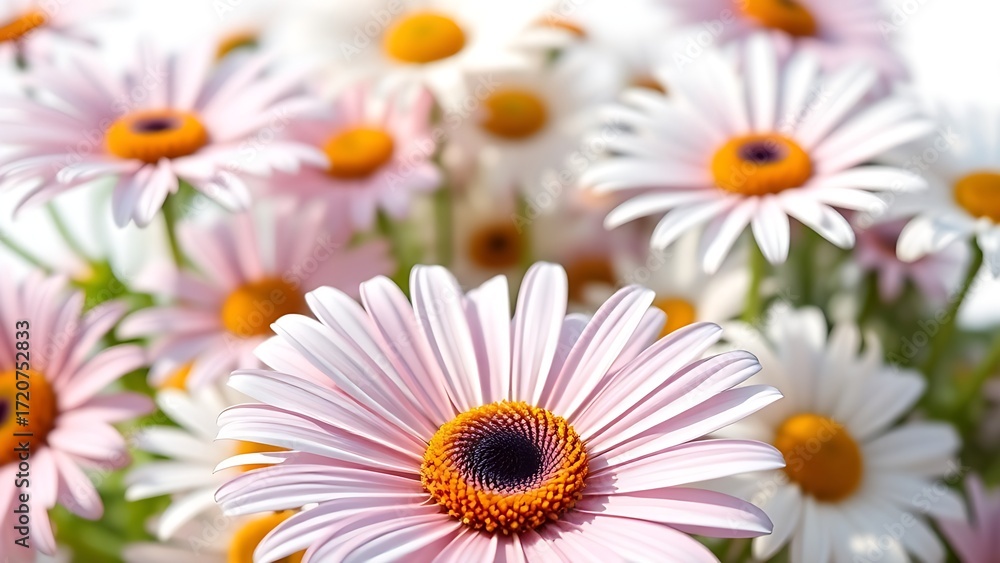 Fototapeta premium A delicate arrangement of fresh daisies bathed in sunlight, evoking purity and natural beauty. 