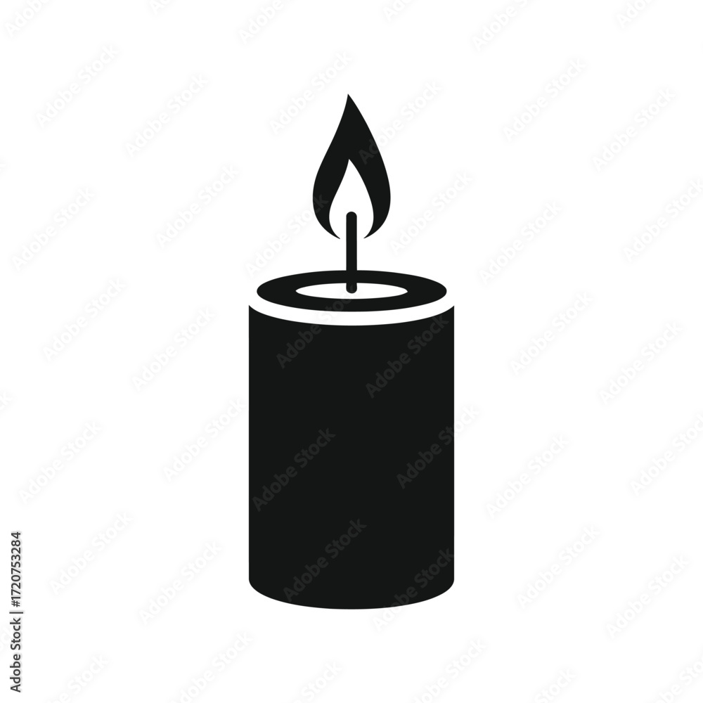 Fototapeta premium Simple silhouette candle flame burning light icon symbol minimalist design vector