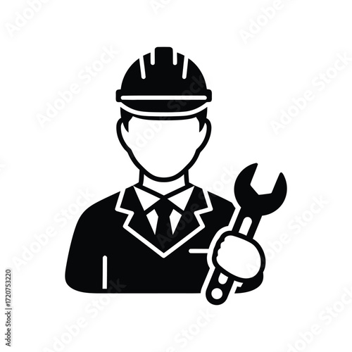 Skilled mechanic worker holding wrench icon representing professional service and expertise vector