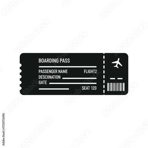 Travel boarding pass airplane ticket icon modern graphic design vector