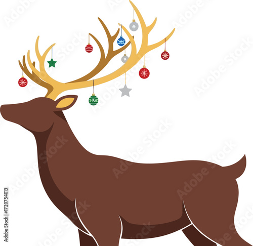 Christmas reindeer with ornaments vector holiday season illustration