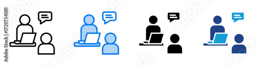 Interview icon set multiple style collection