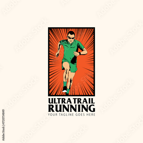 ultra trail run illustration image for background and logo vector