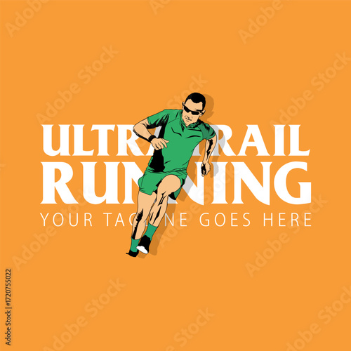 ultra trail run illustration image for background and logo vector