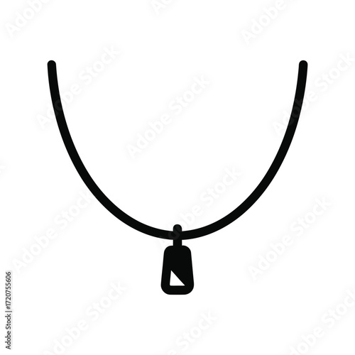 Simple elegant pendant necklace icon isolated minimal geometric design jewelry symbol vector