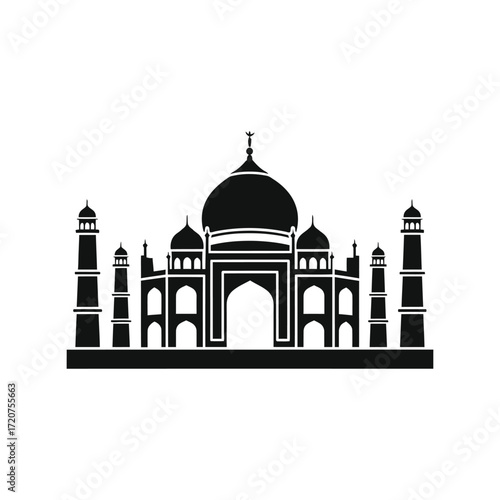 Iconic taj mahal silhouette landmark architecture india travel monument famous building vector