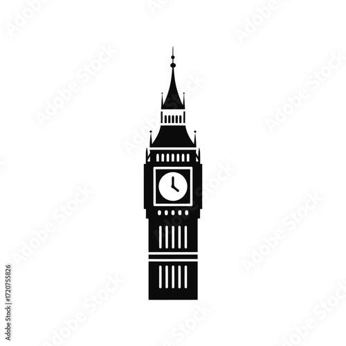 Iconic big ben elizabeth tower silhouette london landmark travel vector