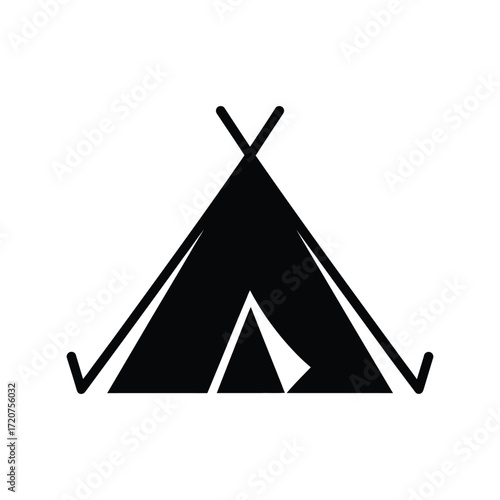 Simple teepee tent icon minimalist silhouette outdoor adventure camping symbol vector