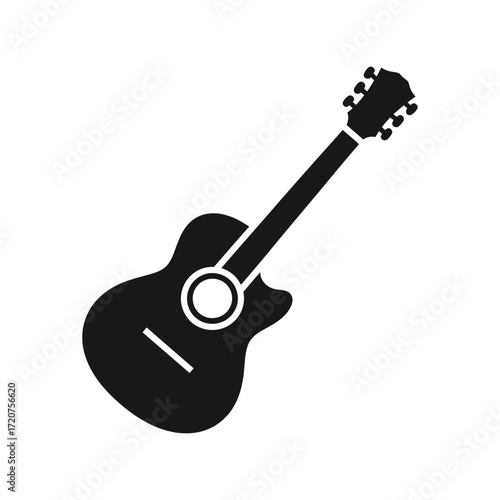 Acoustic guitar silhouette vector icon music instrument symbol graphic vector