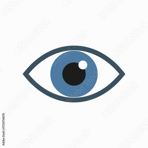 Simple Flat Blue Eye Vision Sight Organ Healthcare Icon Graphic