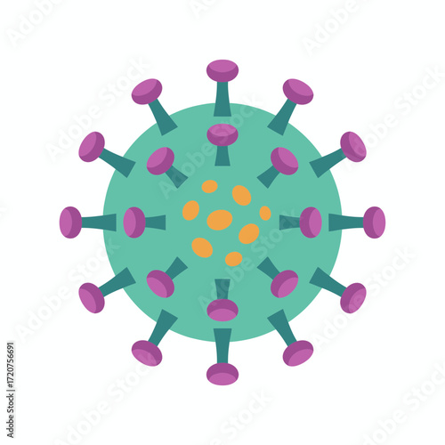 Flat Style Isolated Virus Cell Illustration Medical and Science Design Element