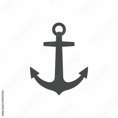 Simple Line Art Anchor Icon Graphic Element for Nautical Design