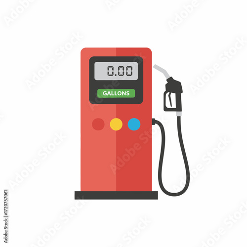 Flat Style Fuel Pump with Digital Display Gas Station Icon