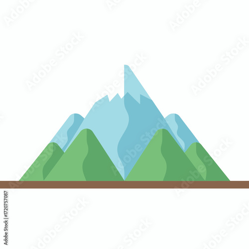 Flat Style Overlapping Mountain Range Minimalist Landscape Graphic Illustration