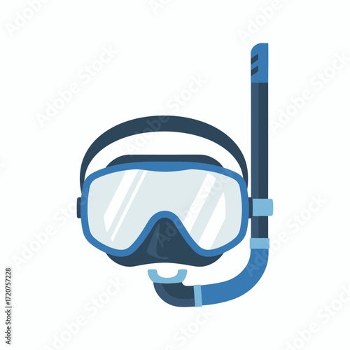 Flat Design Snorkel Mask and Tube Diving Equipment Isolated on White