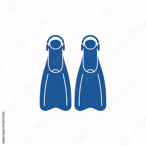 Simple Flat Illustration Swim Fin Blue Water Sports Equipment