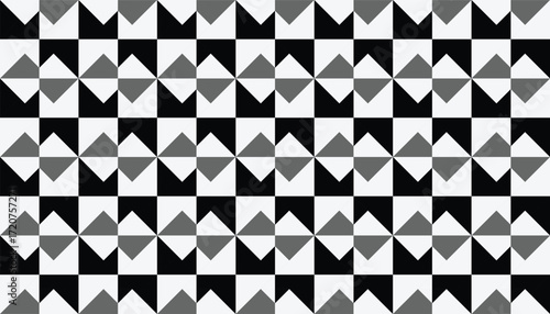 Seamless geometric black white gray pattern with triangles and diamond shapes. Modern abstract vector background for wallpaper, textiles, and graphic design