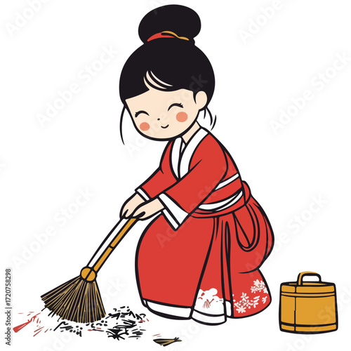 spring cleaning, new year, vector, transparent background, festival, asia, cleanliness, culture, cleaner, cleaning, work, housework, clean, worker, job, home, working