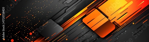 Abstract Geometric Design with Orange and Black Shapes
