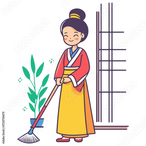 spring cleaning, new year, vector, transparent background, festival, asia, cleanliness, culture, cleaner, cleaning, work, housework, clean, worker, job, home, working
